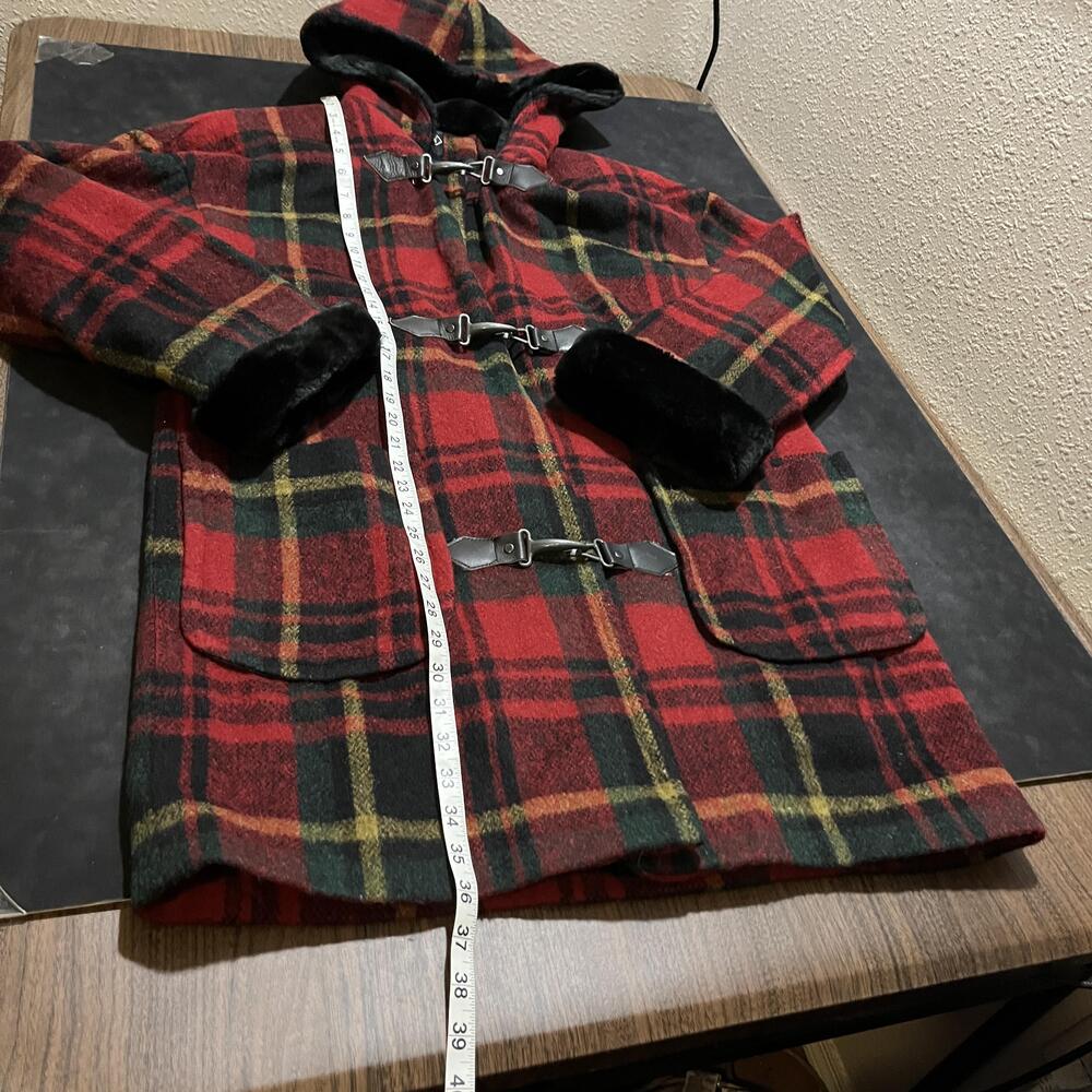 Braetan Duffle Coat Womens Small Plaid Hooded Toggle Fireman Lobster Clasp USA - Picture 9 of 13